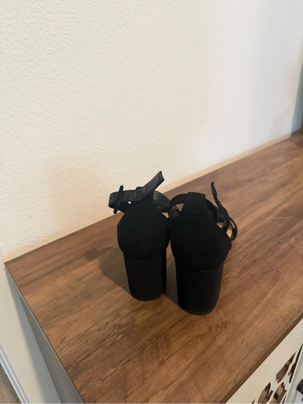 Women’s Black Ankle-Tie Block Heel